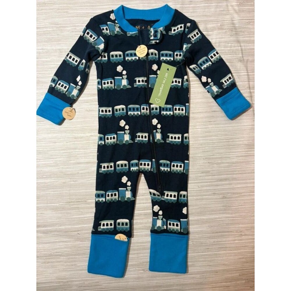 New Monica + Andy train 0-3 months romper organic